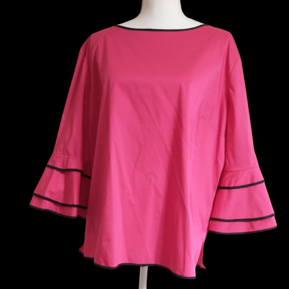New York & Company Women's Pink Bell Sleeve Top